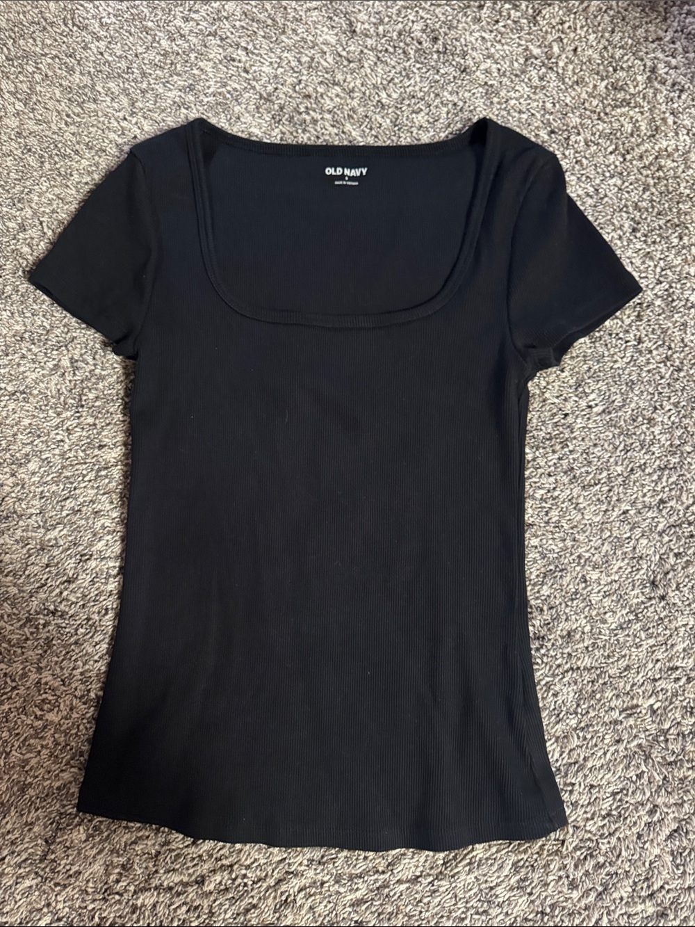 Old Navy Black Ribbed Scoop-Neck Short Sleeve Tee